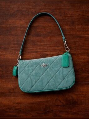 Coach Quilted Teal Denim Shoulder Bag with Contrast Trim *nwt w/dustbag